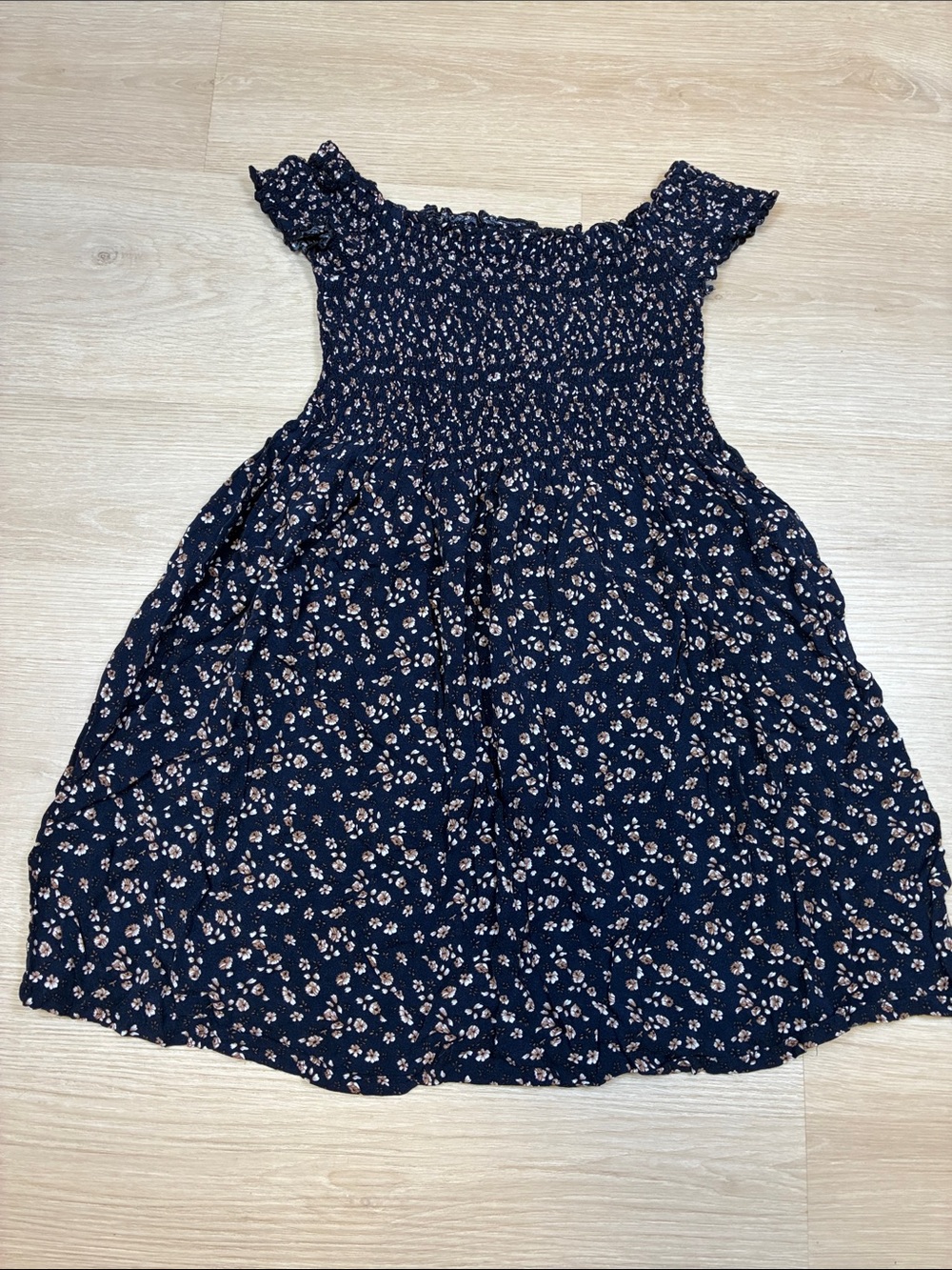 Brandy Melville Navy Floral Smocked Dress